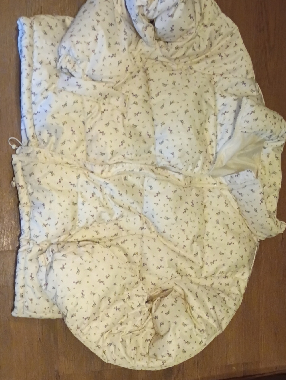 Plush Cream Floral Down Alternative Women's Crop Coat